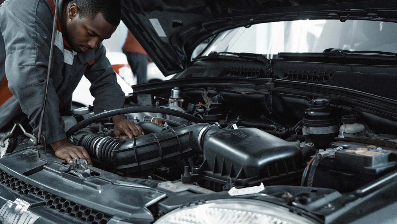 Mechanic working on car